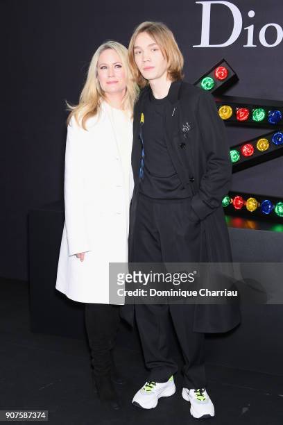 Maia Guest and Charlie Plummer attend the Christian Dior Haute Couture Spring Summer 2018 show as part of Paris Fashion Week on January 22, 2018 in...