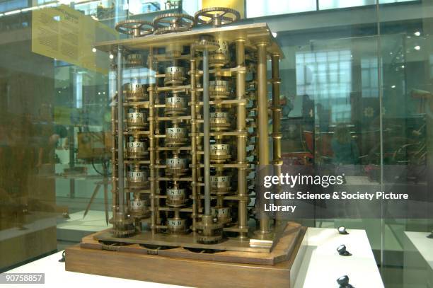 This trial portion of the Difference Engine, seen here on display in the Science Museum is one of the earliest automatic calculators and is a...