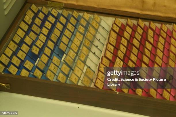 Optical instruments with hinged reflector, hinged stands, blocks, and 300 standard glasses and cells. The Tintometer was a colorimeter, used for...