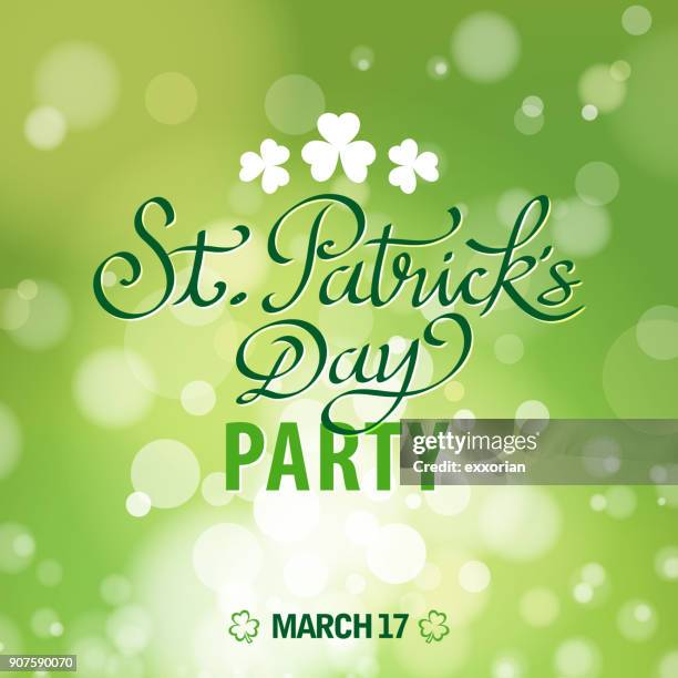 st. patrick's day party invitations - spring fete stock illustrations