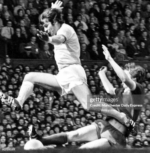 Malcolm McDonald is foiled by Joey Jones of Liverpool.