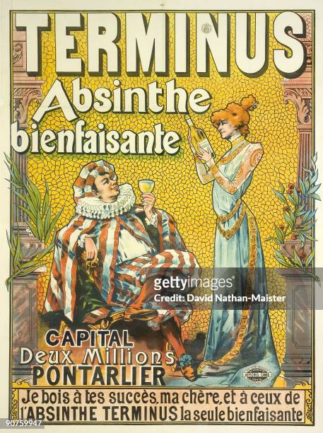 Tamagno's poster for Absinthe Terminus used the likenesses of two famous stage personalities of the day: Constant Coquelin and Sarah Bernhardt....