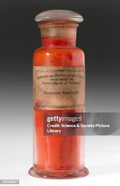 Jar of Rosazeine Scarlet G manufactured by Farbwerke vormals Meister, Lucius & Brüning of Höchst-am-Main, Germany. Meister, Lucius & Brüning was...