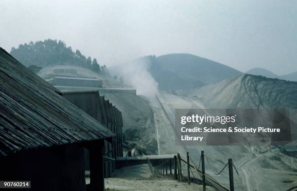 Photograph from the collection of pathologist Dr J C Wagner showing a chrysotile asbestos mine in Quebec. Wagner's research, and that of his...