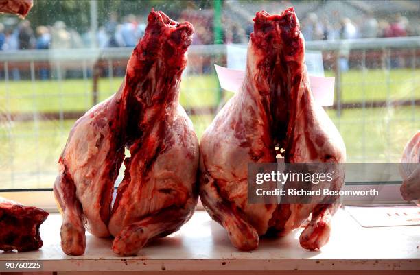 Photograph by Richard Bosomworth. Meat on display at an agricultural trade show.