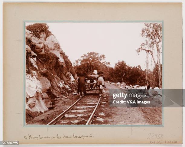 Printing out paper print. Photograph by William D Young of part of the Uganda railway, built during the period of British control of East Africa. A...