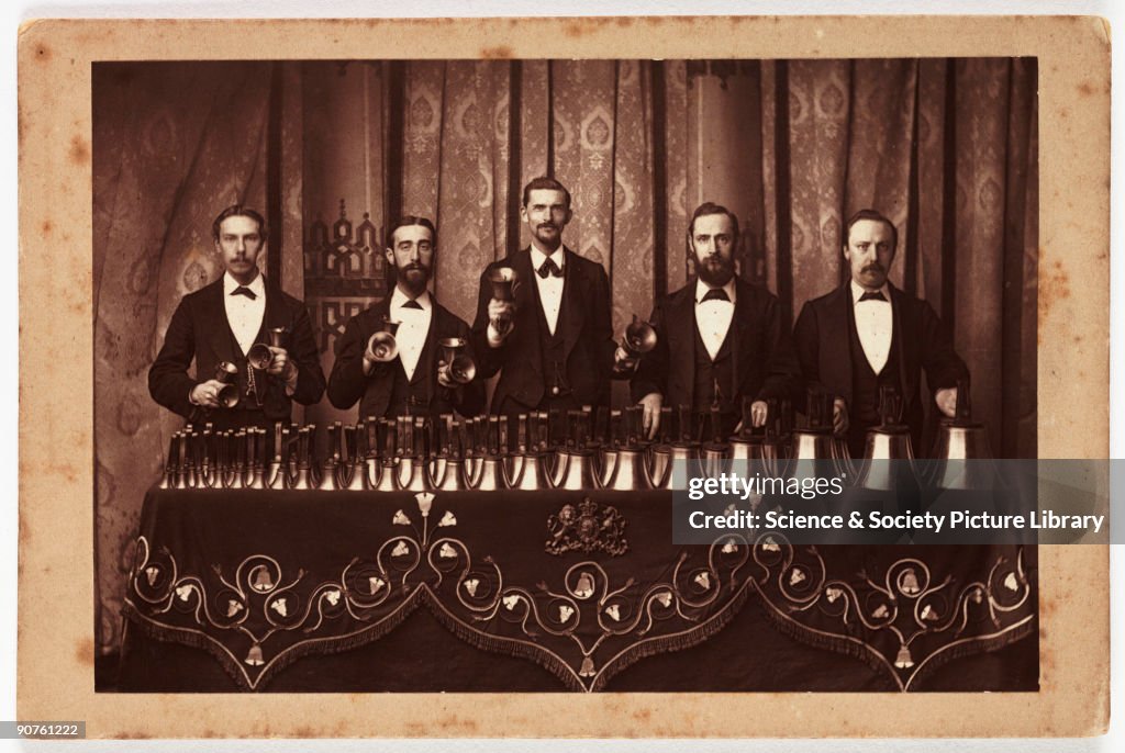 Competitive Hand Bell Ringer Cabinet card group portrait of the Royal Hand-Bell Ringers of London ...