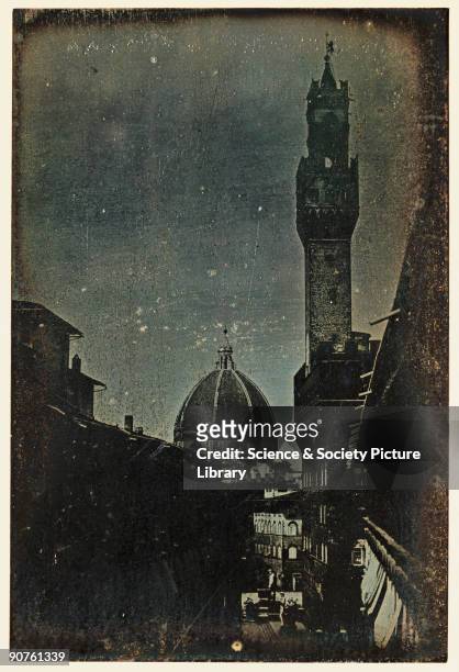 Daguerreotype of the Campanile and dome of the Cathedral Santa Maria Del Fiore in Florence, Italy, by Alexander John Ellis. This daguerreotype was...