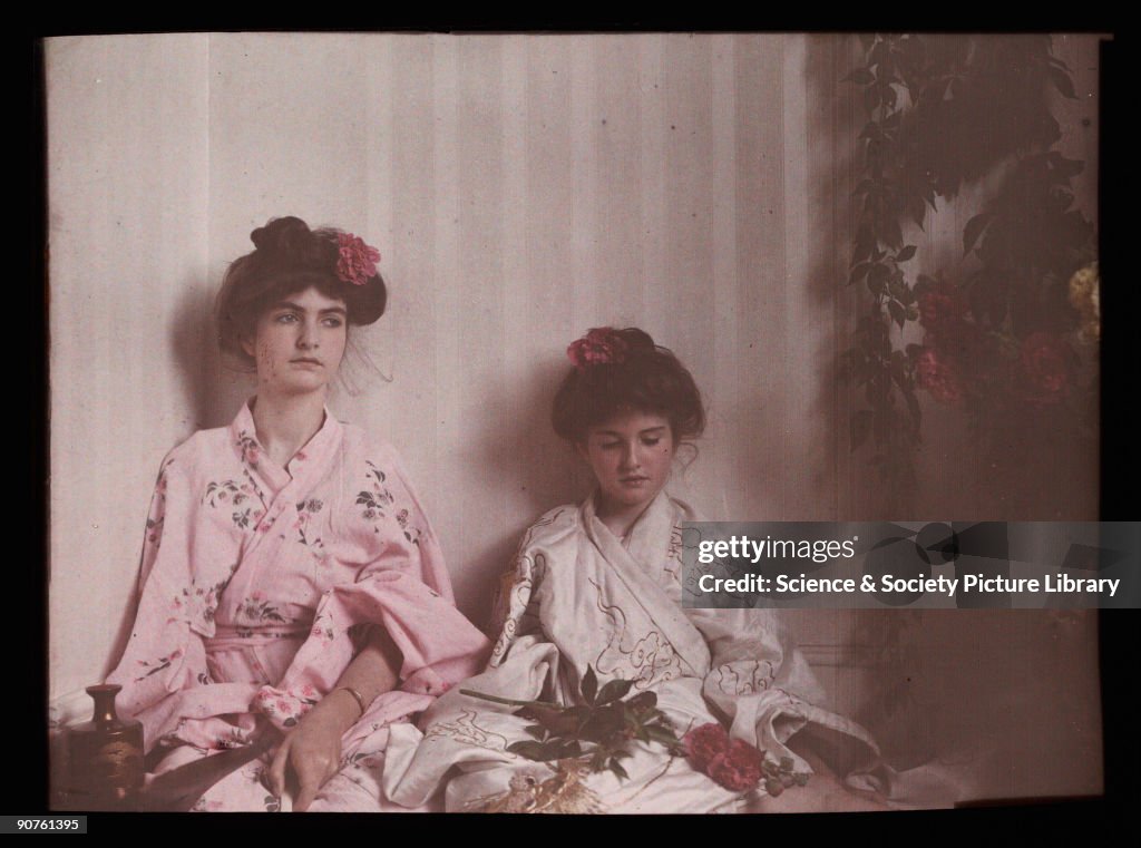 Two girls in Oriental costume, 1908.