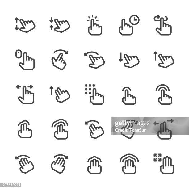 gesture icons - mediumx line - pinching stock illustrations