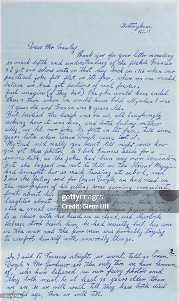 Letter revealing the Cottingley Fairies photographs as fakes, 1983.