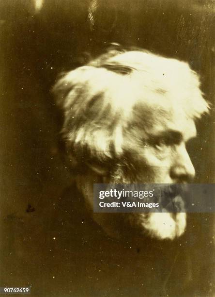 Albumen print, portrait of the writer Thomas Carlyle by Julia Margaret Cameron whose photographic portraits are considered among the finest in the...