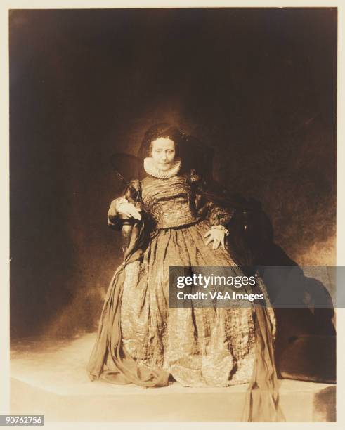 Photograph by G R Thomas Vandomm of an actress in 16th century costume. She is possibly playing the role of Elizabeth I.