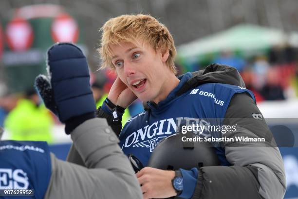 Brendon Hartley smiles during the KitzCharityTrophy on January 20, 2018 in Kitzbuehel, Austria.