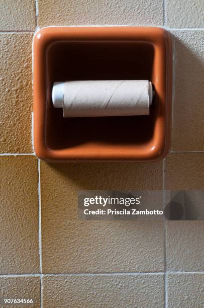 empty toilet paper roll - geheimnis stockfoto's en -beelden