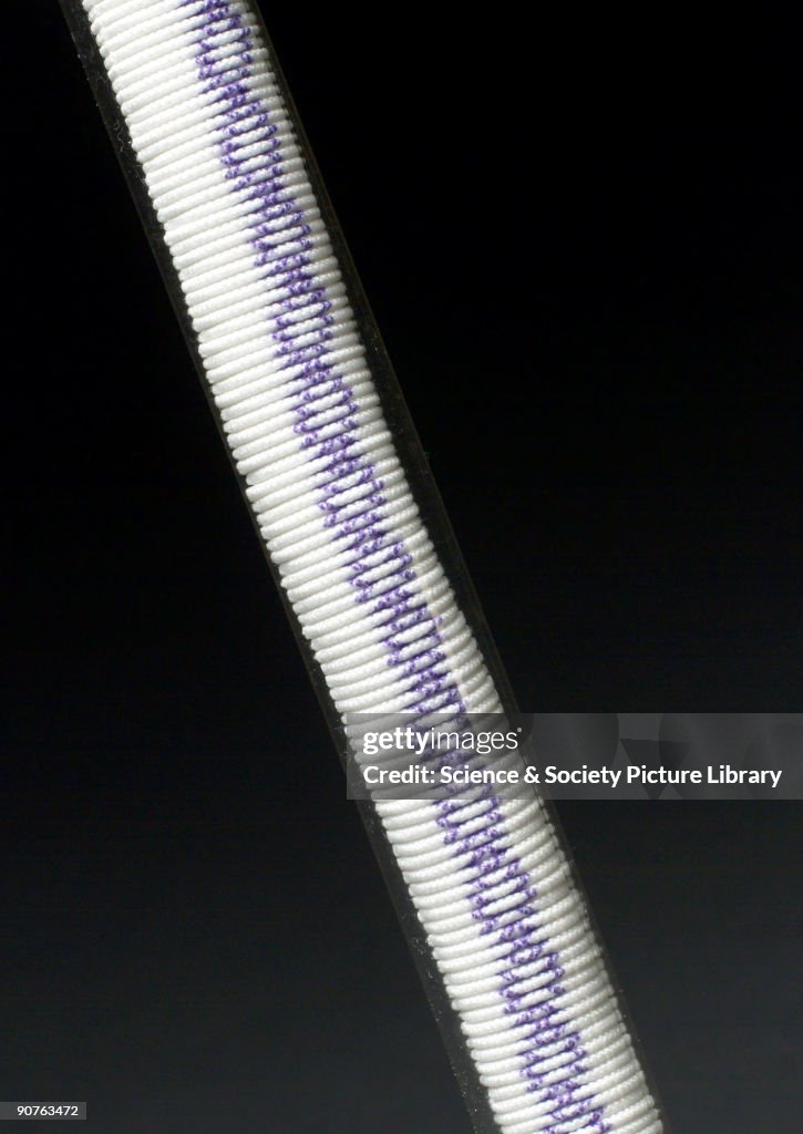 Vascular prosthesis knitted from Dacron (polyester), 1985.