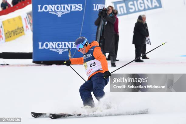 Didier Cuche takes part in the KitzCharityTrophy on January 20, 2018 in Kitzbuehel, Austria.