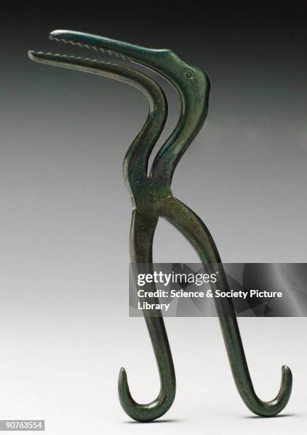 Forceps in the shape of a crocodile.