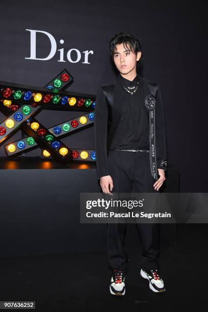 Arthur Chen poses at Dior Homme Menswear Fall/Winter 2018-2019 show as part of Paris Fashion Week at Grand Palais on January 20, 2018 in Paris,...
