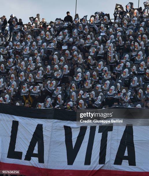 Fans of Ascoli Picchio FC 1898 during the serie B match between Ascoli Picchio and AS Cittadella at Stadio Cino e Lillo Del Duca on January 20, 2018...