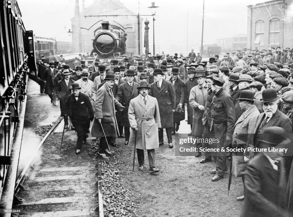 The King of Afghanistan visits the Swindon railway works, Wiltshire, 1928.