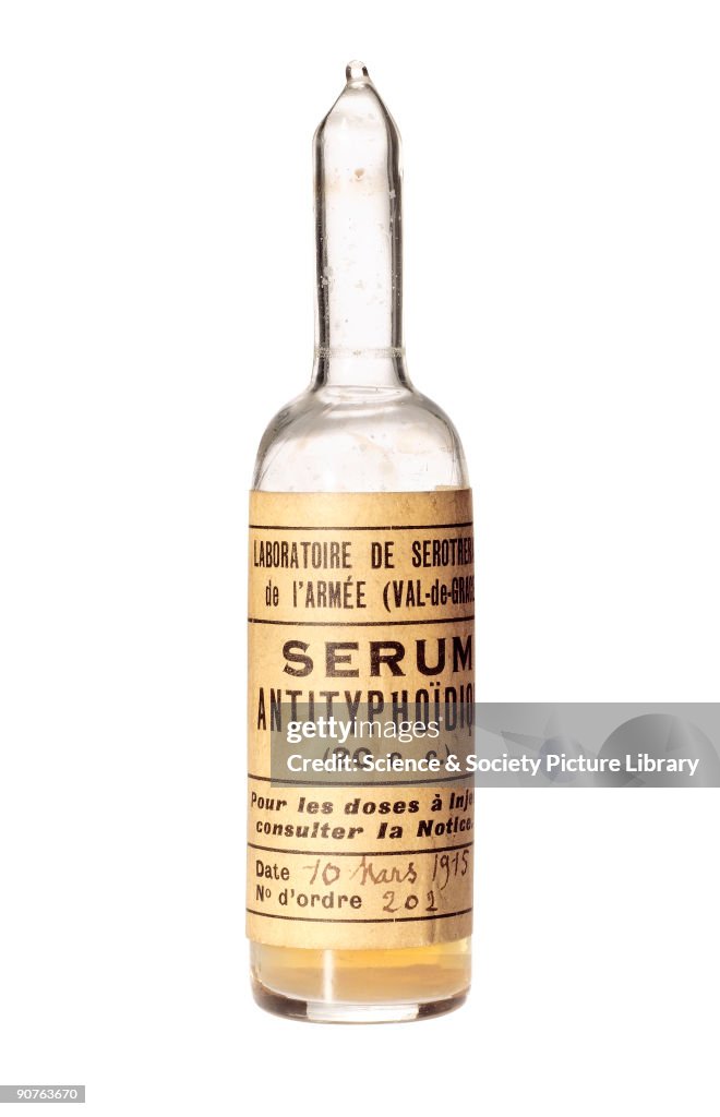 Ampoule of typhoid serum, 1915.