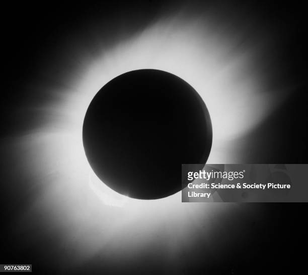 Glass positive photograph of the corona, taken at Sobral in Brazil, with a telescope of 4 inches in aperture and 19 feet focal length. The...