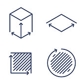 Size, square, area concept symbols. Dimension and measuring icon set.