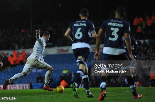 Pierre-Michel Lasogga of Leeds United scores during the Sky Bet Championship match between Leeds United and Millwall at Elland Road on January 20,...