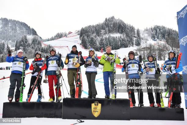 The winning teams Gerhard Friedle, Helene Berger, Roland Berger, Marco Buechel, Fabiana Ecclestone, Franz Klammer, Philippe Roodhooft, Markku...