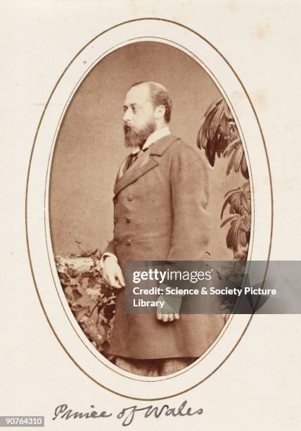 Carte-de-visite portrait of the Prince of Wales , taken at the studio of Hills & Saunders, London, in about 1875. Albert was crowned King Edward VII...