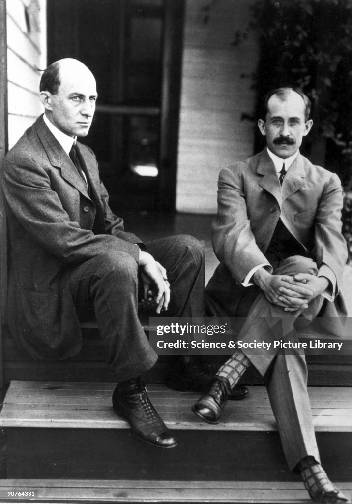 Wilbur (left) and Orville Wright, American aviation pioneers, c 1910.