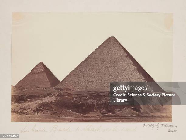 Photograph of the Great Pyramid at Giza, near Cairo, Egypt, probably taken by Felice Beato and James Robertson. Beato, a Venetian by birth, initially...