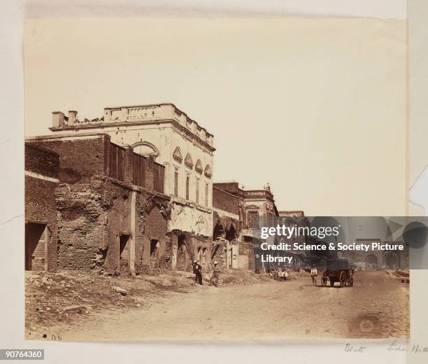 Photograph of a street in Delhi, India, taken by Felice Beato during the Indian Mutiny. Felice Beato, a Venetian by birth, initially worked as a...