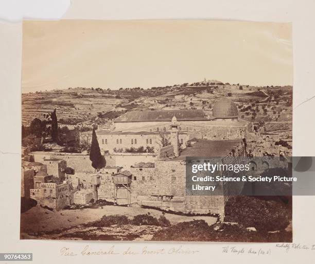 Photograph of the Mount of Olives, Jerusalem, Israel, probably taken by James Robertson. Many events in the Bible took place on the Mount of Olives....