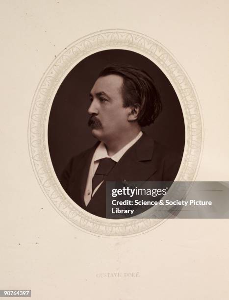 Photographic portrait of Gustave Dore [1832-1883] taken by Samuel Robert Lock [1822-1881] and George Carpe Whitfield, in 1877. A French painter and...