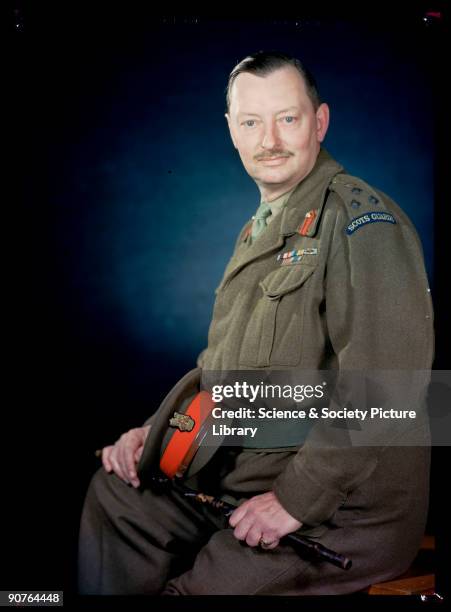 Kodachrome colour photograph of Brigadier General Swinton, taken by JCA Redhead during World War Two. Brigadier General Swinton is wearing British...