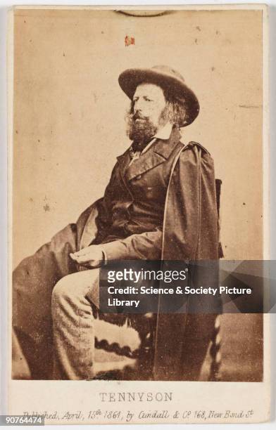 Carte-de-visite portrait of Alfred, Lord Tennyson , taken by an unknown photographer in 1861 and published by Gindall & Co of New Bond Street,...