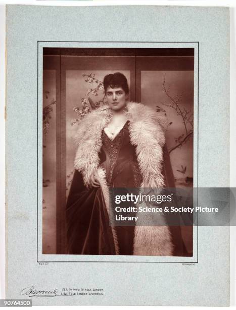 Photographic portrait of Lady Randolph Churchill , taken at the studio of Herbert Rose Barraud, Oxford Street, London, in about 1885. Daughter of an...