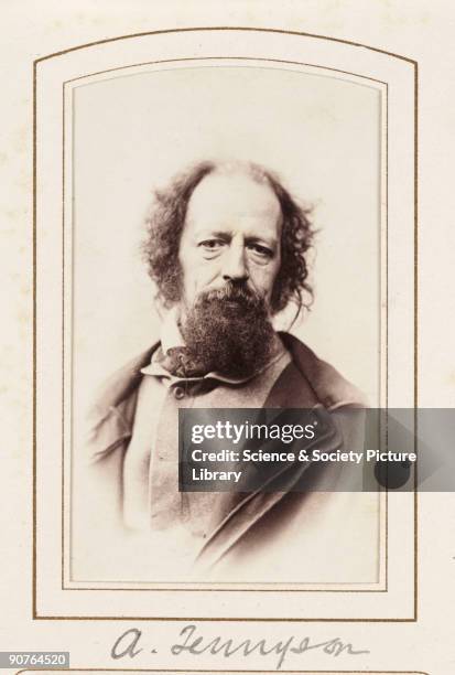 Carte-de-visite portrait of Alfred, Lord Tennyson , taken by an unknown photographer and published by the London Stereoscopic Company in about 1864....