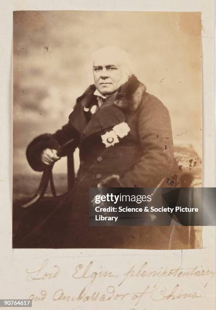 Photograph of Lord Elgin , taken by Felice Beato. Elgin was the son of the Earl of Elgin who collected the world famous Elgin marbles, a group of...
