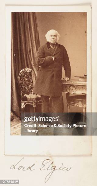 Carte-de-visite portrait of James Bruce, Lord Elgin . Elgin was the son of the seventh Earl of Elgin, best known for the 'Elgin marbles'. Lord Elgin...