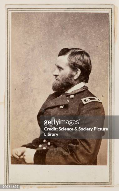 Carte-de-visite portrait of General Ulysses Simpson Grant , Commander in Chief of the Union army during the American Civil War and 18th president of...