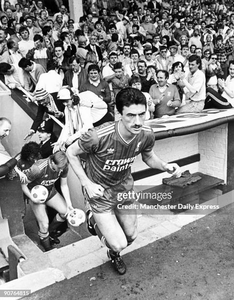 Liverpool and Wales striker Ian Rush makes his way onto the pitch for the Liverpool v Everton derby. Rush is Liverpoll FC all time highest...