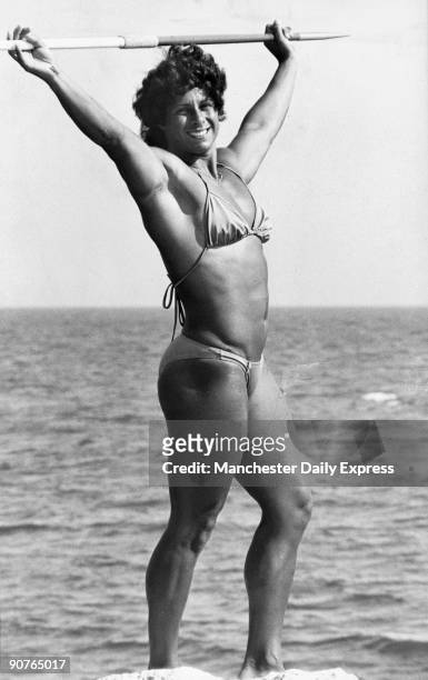 Fatima Whitbread training for the Olympics in Limassol, Cyprus. British javelin thrower Fatima Whitbread won the gold medal at the World...