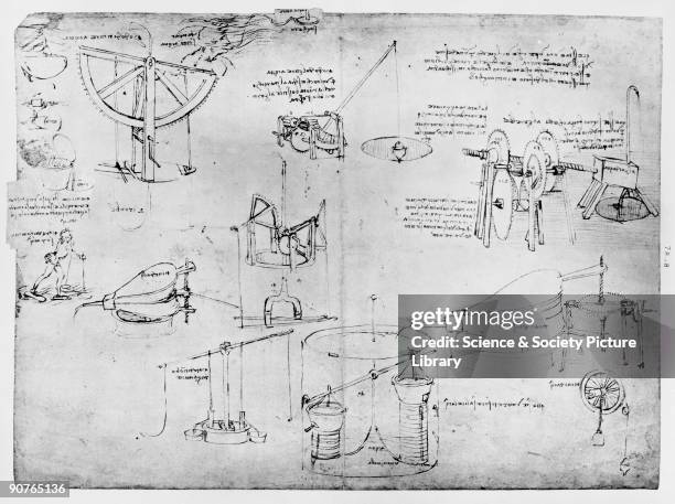 Sketch taken from a notebook by Leonardo da Vinci . Da Vinci was the most outstanding Italian painter, sculptor, architect and engineer of the...