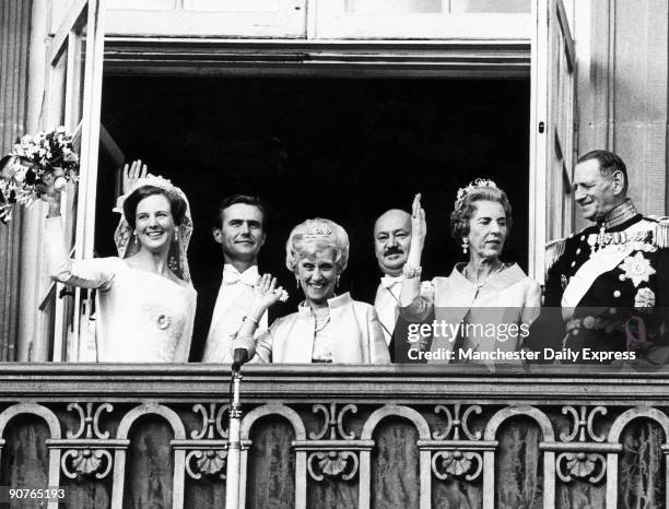 Princess Margrethe, later Queen Margrethe II, weds Prince Henrik in Copenhagen. Prince Henrik was formerly French diplomat Count Henri de Monpezat.