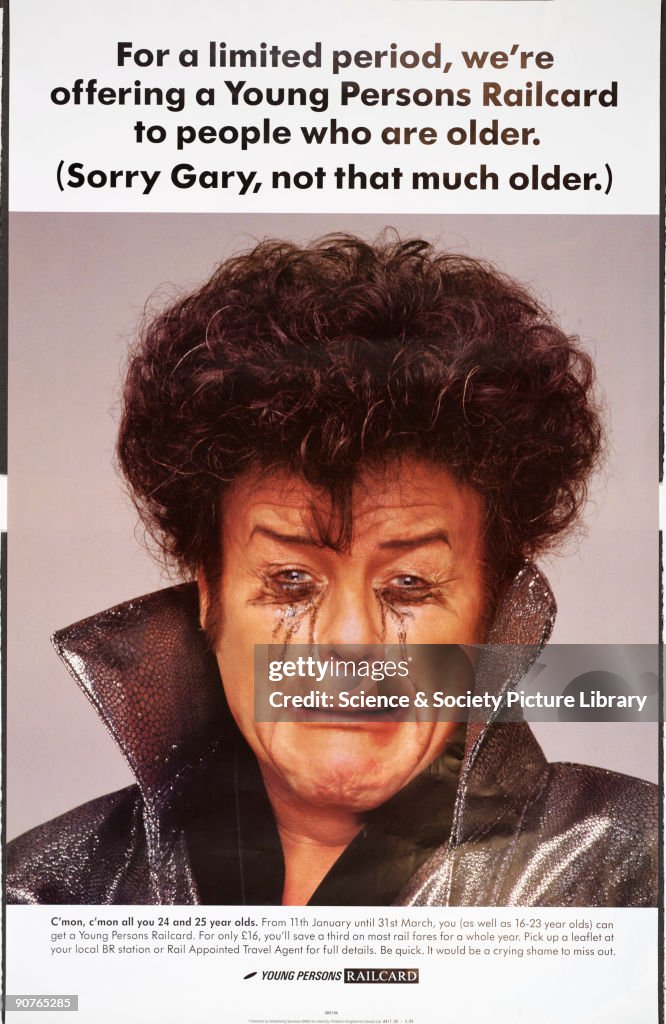 Gary Glitter advertising the Young Persons Railcard, c 1988.