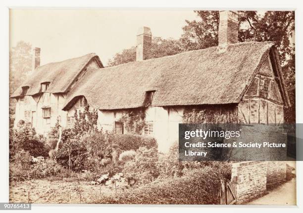 Photographic view of Ann Hathaway's cottage in Shottery near Stratford-Upon-Avon, Warwickshire, published by Francis Bedford & Co. Ann Hathaway...