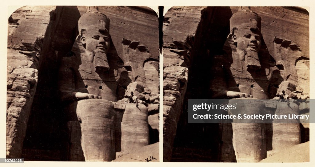 The Colossal Statue of Rameses at Abou Simbel, 1859.